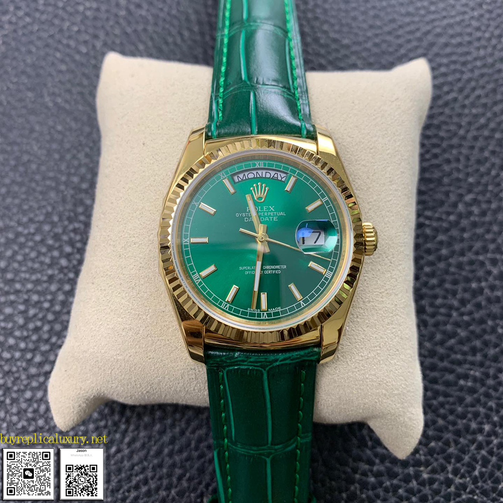Montre Rolex Day-Date en or véritable avec diamants