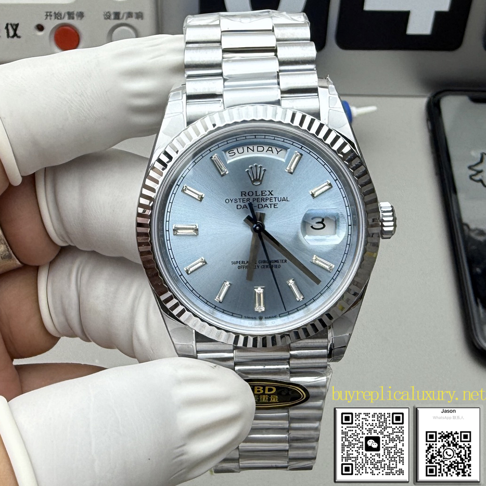Rolex Day-Date Platinum Ice Blue Baguette Diamond Dial