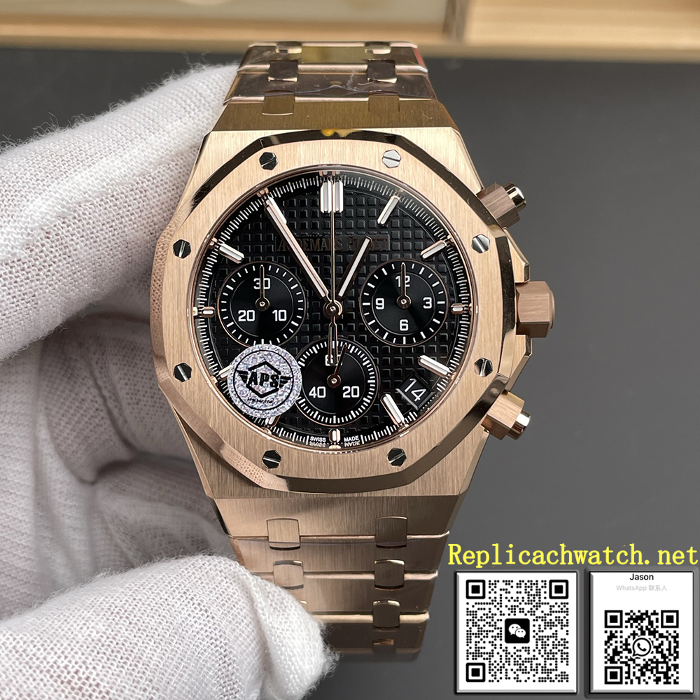 Audemars Piguet Royal Oak Black Dial Chronograph Rose Gold