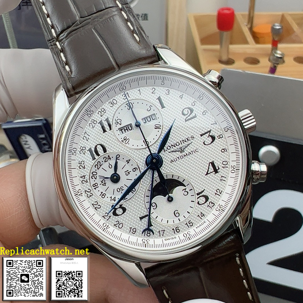 Longines Master Complications Automatic Chronograph Moonphase Stainless Steel Mens Watch