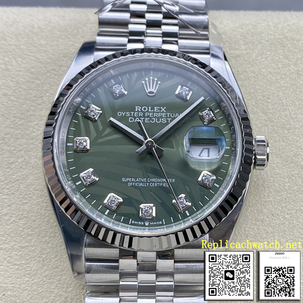 Rolex Datejust Watch 126234-0055 Olive Green Palm Motif Dial a - Replica Rolex|Fake Rolex|the best rolex watch factory Rolex Datejust Watch 126234-0055 Olive Green Palm Motif Dial