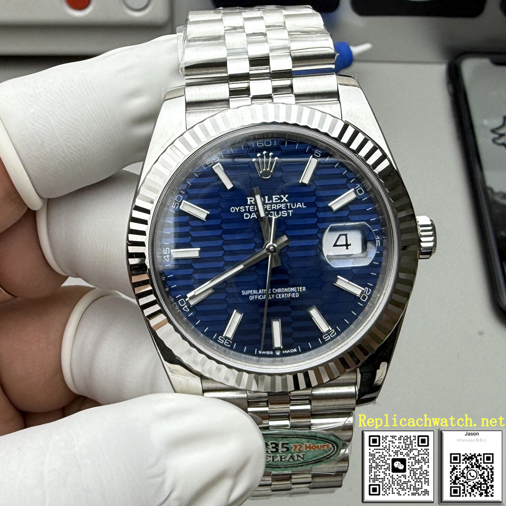 Rolex Datejust Watch 41 Blue 18k White GoldSteel Jubilee