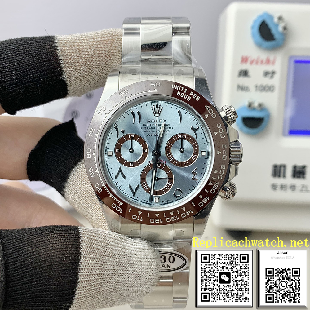 Rolex Daytona Platinum Watch Ice-BlueArabic Dial 116506